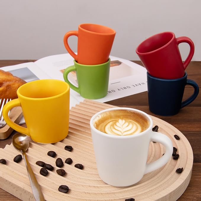 4.2 oz Espresso Cups Set of 2, Ceramic Yellow Coffee Mugs Demitasse Cups | - Image 5