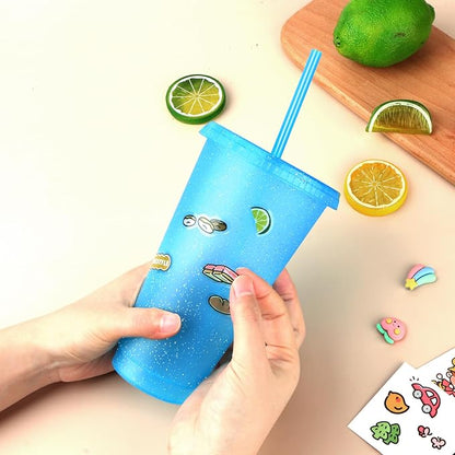 24 Pack Plastic Tumblers with Lids and Straws, Reusable Colorful Cups - Image 6