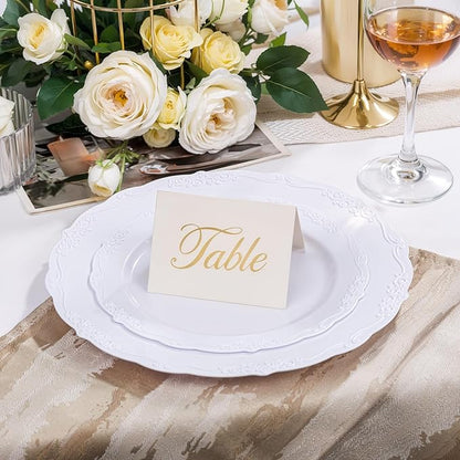 U-QE 60PCS White-Plastic-Plates for Party - High End Disposable Plates for Weddings - White Plates Disposable Heavy Duty Including 30PCS 10.25'' Dinner Plates & 30PCS 7.5'' Dessert Plates