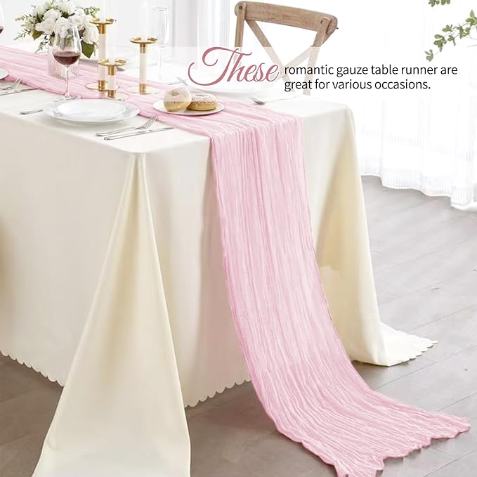 12 Pack Light Pink Cheesecloth Table Runner 10Ft, Gauze Table Runners 21.5 x - Image 7