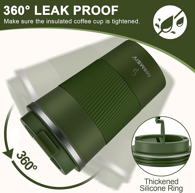 MOMSIV 12oz Travel Coffee Mug, Insulated Coffee Cup - Image 5