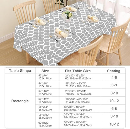 Smiry Square Table Cloth, Waterproof Vinyl Tablecloth with Flannel Backing for Square Tables, Wipeable Spillproof Plastic Tablecloths for Dining, Camping, Indoor and Outdoor (54"x54", Light Grey)