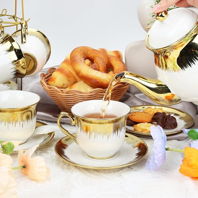 Porcelain Tea Set, Large Ceramic Tea Set - Image 2