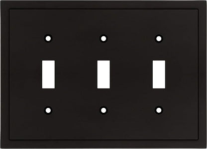Modern Edge Decorative Wall Plate Switch Plate Outlet Cover, Durable Solid Zinc Alloy (Triple Toggle, Matte Black)