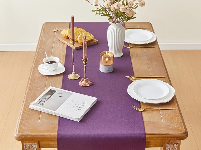 YATOJUZI Purple Table Runner Seasonal Summer Kitchen Dining Coffee Table - Image 2