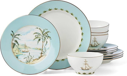Lenox British Colonial Tradewind Porcelain 12-Piece Dinnerware Set by Lenox