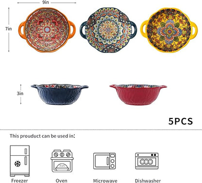 XKXKKE 5 Pack Boho Ceramic Serving Bowls - Image 6