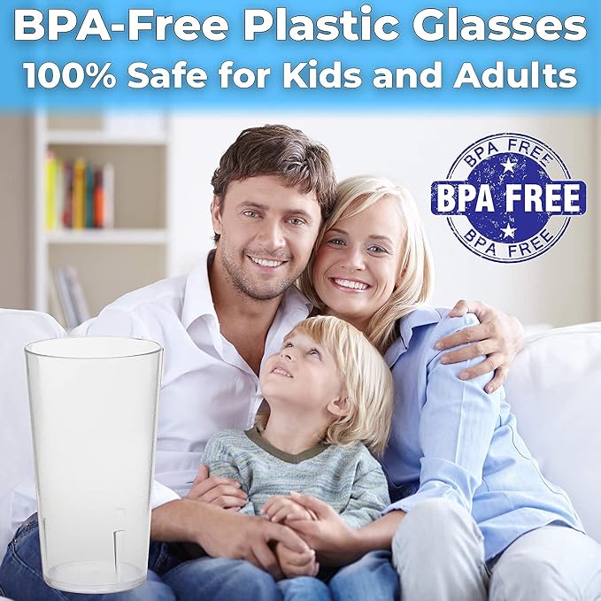 Restaurant Grade, BPA-Free 12oz Clear Plastic Cups 24pk. Super Durable - Image 3