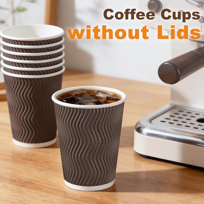 BYSNOW 150 Pack 10 oz Coffee Cups, Insulated Disposable Hot Paper Cups | - Image 4