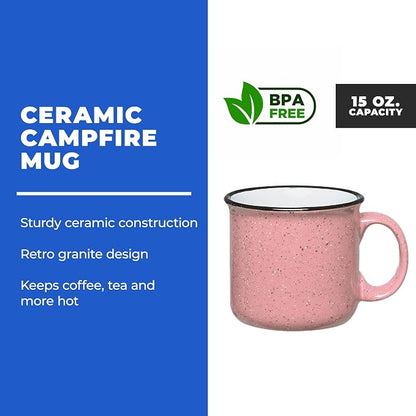 Set of 8 Ceramic Campfire Mugs – 15 Oz, Camping – Customizable - Image 2