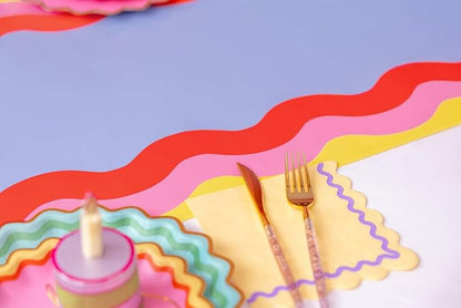 Packed Party Scalloped Soiree Party Paper Table Runner – 25 Ft Blue Center - Image 6