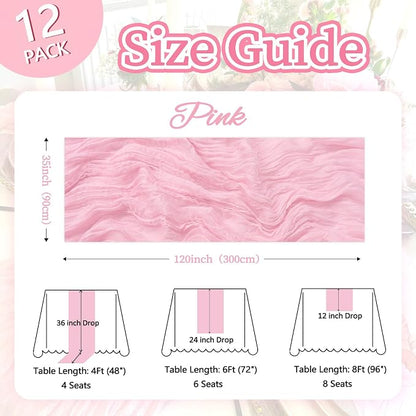 12 Pack Pink Cheesecloth Table Runner 10ft Boho Gauze Fabric Cheese Cloth Table - Image 2