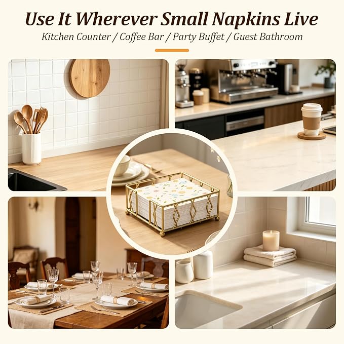 Gold Metal Napkin Holder for Table - Image 5