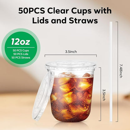 50 Pack 12 oz Clear Plastic Cups - Image 4
