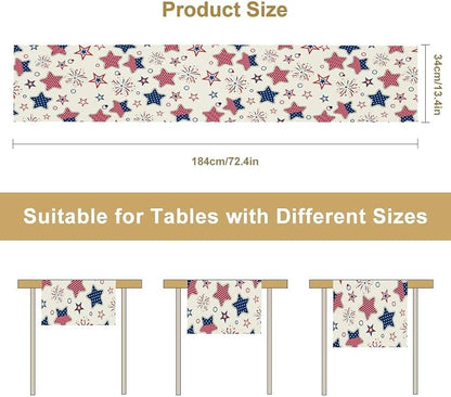 4th of July Table Runner, American Patriotic Independence Day Red Blue White - Image 8