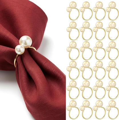 Sliner 24 Pcs Pearl Napkin Rings by Sliner