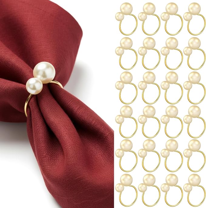 Sliner 48 Pcs Pearl Napkin Rings by Sliner