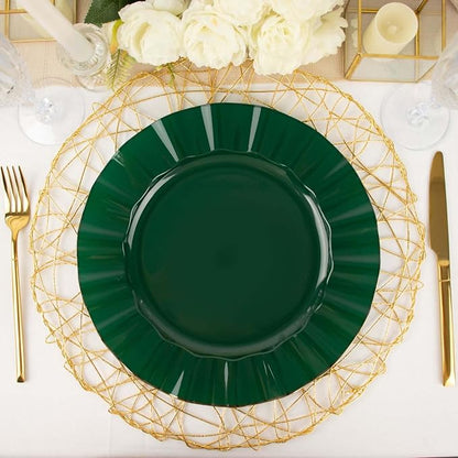 Efavormart 11" Dinner Plates – Set of 10 Plastic Hunter Green Round Disposable - Image 6