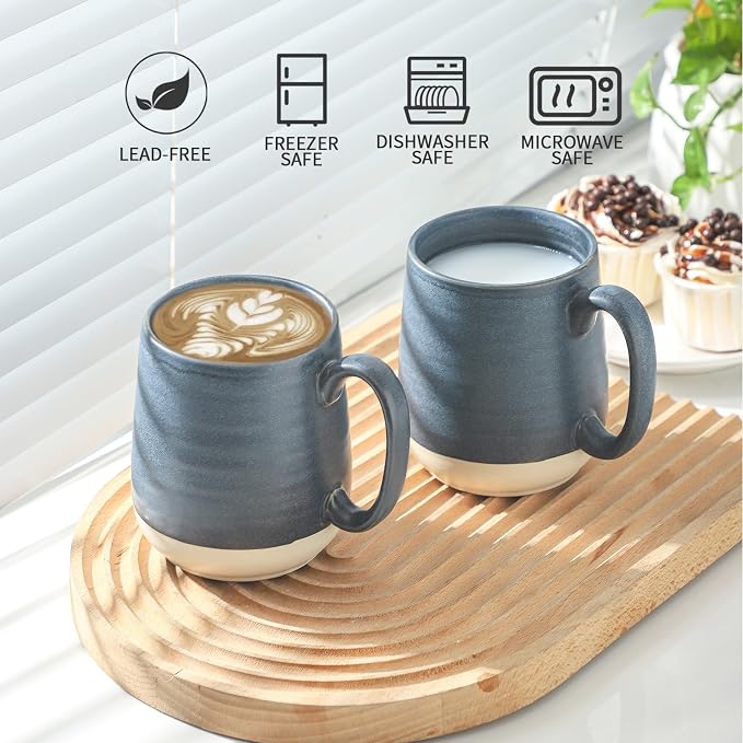 HASENSE Porcelain Coffee Mugs Set of 6, 15 Ounce Large Ceramic Coffee Cups Set - Image 6