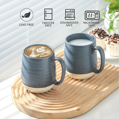 HASENSE Porcelain Coffee Mugs Set of 6, 15 Ounce Large Ceramic Coffee Cups Set - Image 6