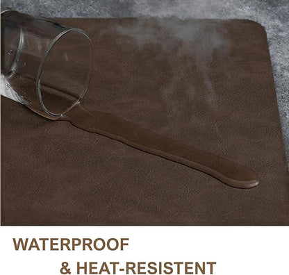 Premium Faux Leather Placemats Set of 6 – Waterproof, Heat-Resistant, Reversible & Non-Slip Table Mats for Kitchen, Dining, Indoor/Outdoor Use (Black Brown)