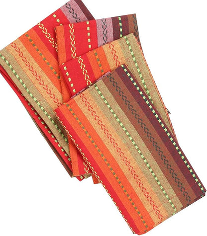 Lightnpro Christmas Red Multi Salsa Stripes Cloth Napkins Set of 12 - Wedding, Christmas & Holiday Table Cloth Napkins Machine Washable for Special Occasions & Everyday Use - 18x18 Inch Red Multi