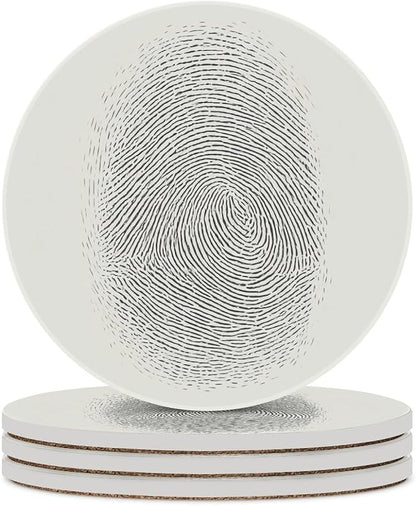 Minimalist Fingerprint Simple Lines Abstract Coasters Set of 4 Absorbent by Unknown