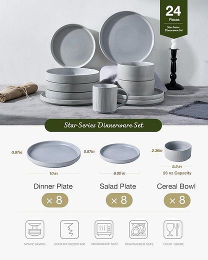 Famiware Star Ceramic Plates and Bowls Sets, Reactive Glaze Dishes - Image 3