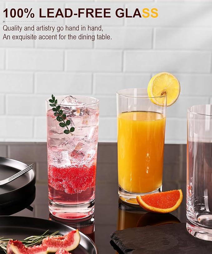 Drinking Water Glass Cups Set, Crystal Highball Glasses cups set of 12 - Image 3