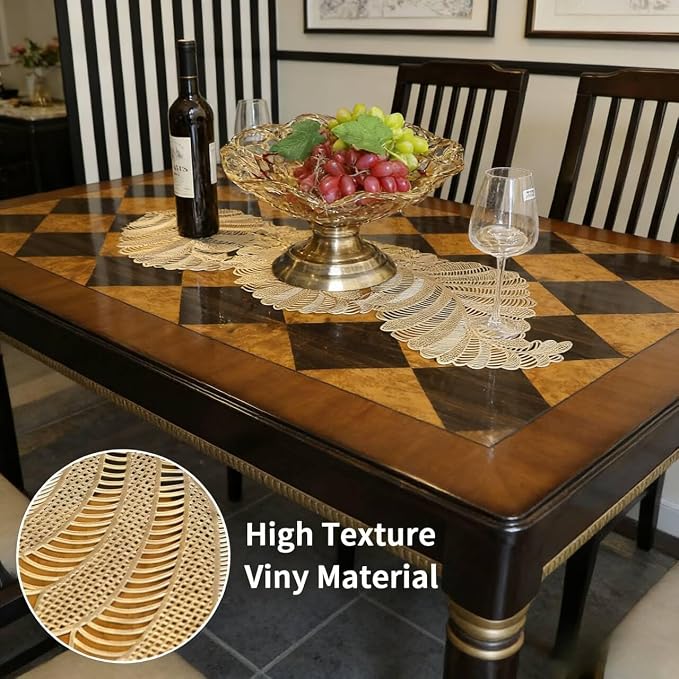 FAVE Table Runner 36 Inches Vinyl Golden Table Runner | Heat Resistant Table - Image 4