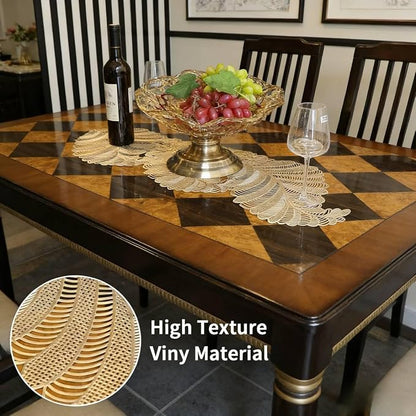 FAVE Table Runner 36 Inches Vinyl Golden Table Runner | Heat Resistant Table - Image 4