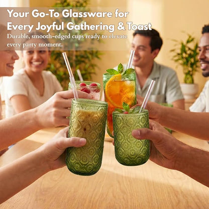 Green Drinking Glasses Set of 8, 12 Oz Highball & 10 Oz Cocktail Glasses - Image 5
