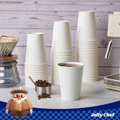 JOLLY CHEF 200 Count 12 oz Coffee Cups, Leak-Proof White Paper Cups - Image 4