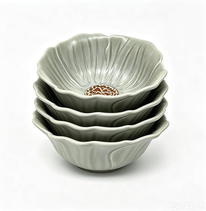 KOOV 24oz Cereal Bowls Set of 4, Vintage Hand-Painted Porcelain Soup Bowls by KOOV