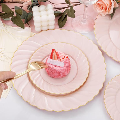 YOUBET 125PCS Pink Plastic Plates - Image 5