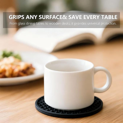 Ortarco 6 Pack Drink Coasters with Holder, Silicone Cup Mat for Hot or Cold Drinks, Non-Slip, Non-Stick