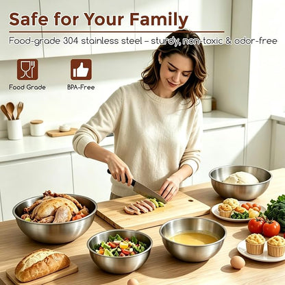 Gronivex Stainless Steel Mixing Bowls Set, 4-Piece | Food-Grade Metal, - Image 4