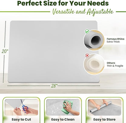Premium Large Silicone Mat 28" x 20" Silicone Mat Heat Resistant, Kitchen Counter Mat Waterproof for Coffee Machine, Glass Top Stove Cover, Countertop Protector Air Fryer, Baking mat (Light Gray)