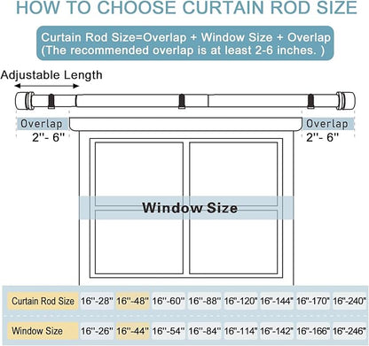 Curtain Rods for Windows 16 to 48 or 60 Inches Max Adjustable Length 1 Inch Diameter Window Curtain Rod with Aluminium Finials, Flash Gold