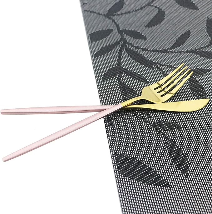 JASHII 30-Piece Stainless Steel Pink Gold Satin Finish Flatware Set - Image 5