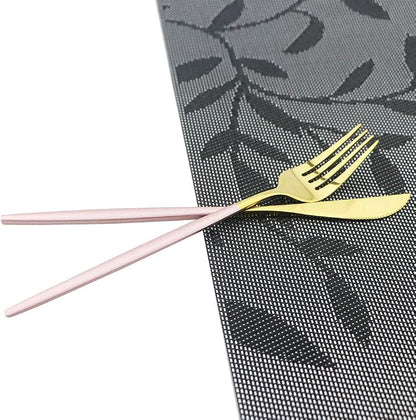 JASHII 30-Piece Stainless Steel Pink Gold Satin Finish Flatware Set - Image 5