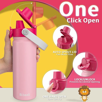 baab 18oz Kids Insulated Water Bottle 18/8 Stainless Steel Kids Cup 1 Pack | - Image 4