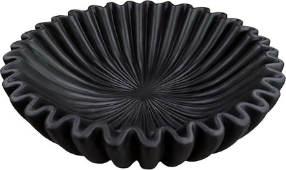10" Large Decorative Bowl decor, Scalloped Bowls for Modern Home Decor,Ruffle Decor,Stylish Key Bowl for Entry Table,Decorative Fruit Bowl for Kitchen Counter,Black
