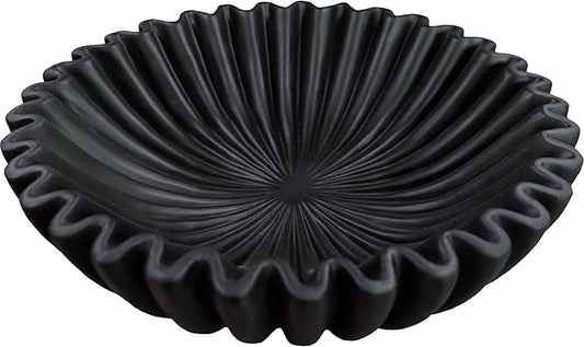 10" Large Decorative Bowl decor, Scalloped Bowls for Modern Home Decor,Ruffle Decor,Stylish Key Bowl for Entry Table,Decorative Fruit Bowl for Kitchen Counter,Black
