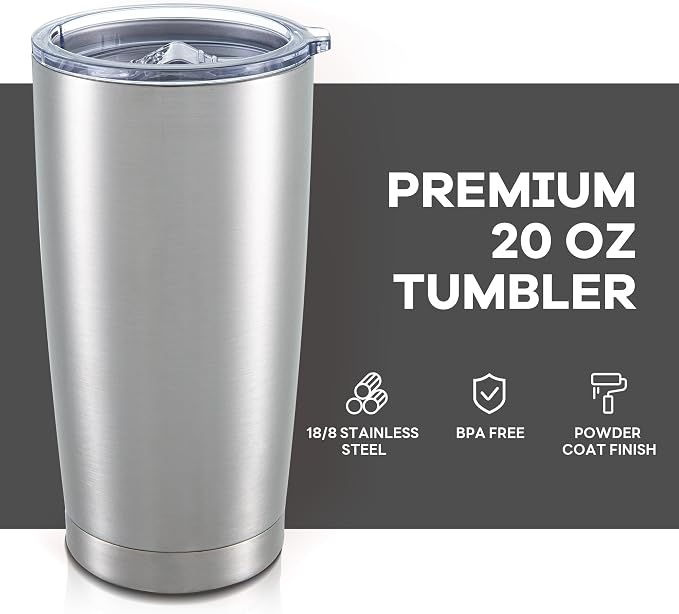 20 oz Tumbler with Lid Stainless Steel Insulated Tumblers Cups Travel Mug | - Image 2