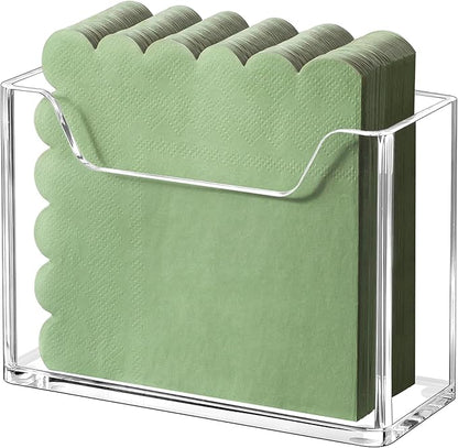 Acrylic Cocktail Napkin Holder for Table, for 5 x 5 Inches Napkin, Modern Vertical Napkin Holder for Kitchen, Clear Waterproof Napkins Holders for Dinner, Home, Bar