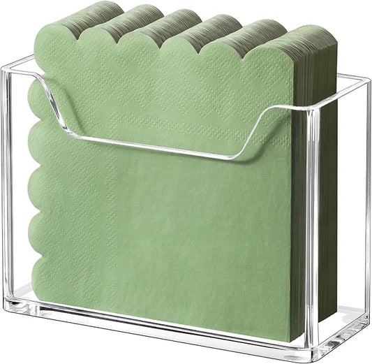 Acrylic Cocktail Napkin Holder for Table, for 5 x 5 Inches Napkin, Modern Vertical Napkin Holder for Kitchen, Clear Waterproof Napkins Holders for Dinner, Home, Bar