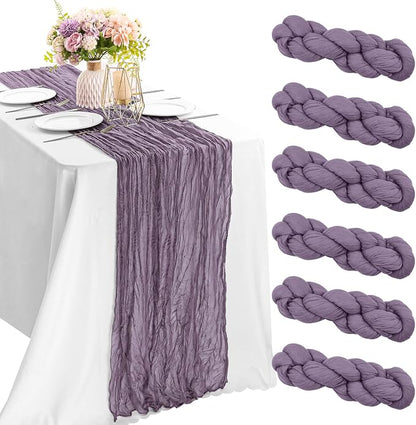 6 Pieces Grape 10FT Cheesecloth Table Runner Boho Gauze Fabric Table Runner by JALANCY