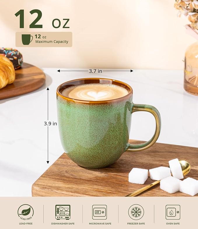 LERATIO Ceramic Coffee Mugs Set of 6, 12oz Handmade Coffee Mugs Set | Large - Image 2
