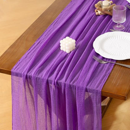Cheesecloth Table Runner Summer Boho Wedding Shower Party Home Decor | Purple by Socomi